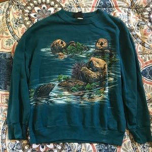 Adorable otter print crew neck